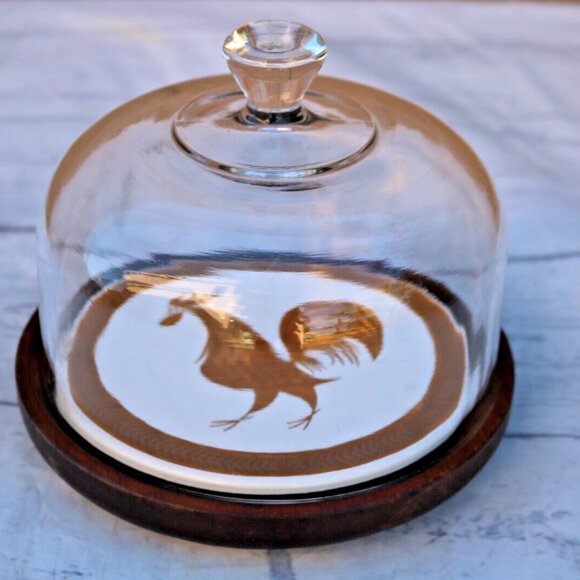 MCM Cheese Charcuterie Serving Board With 7" Glass Dome - Picture 3 of 12